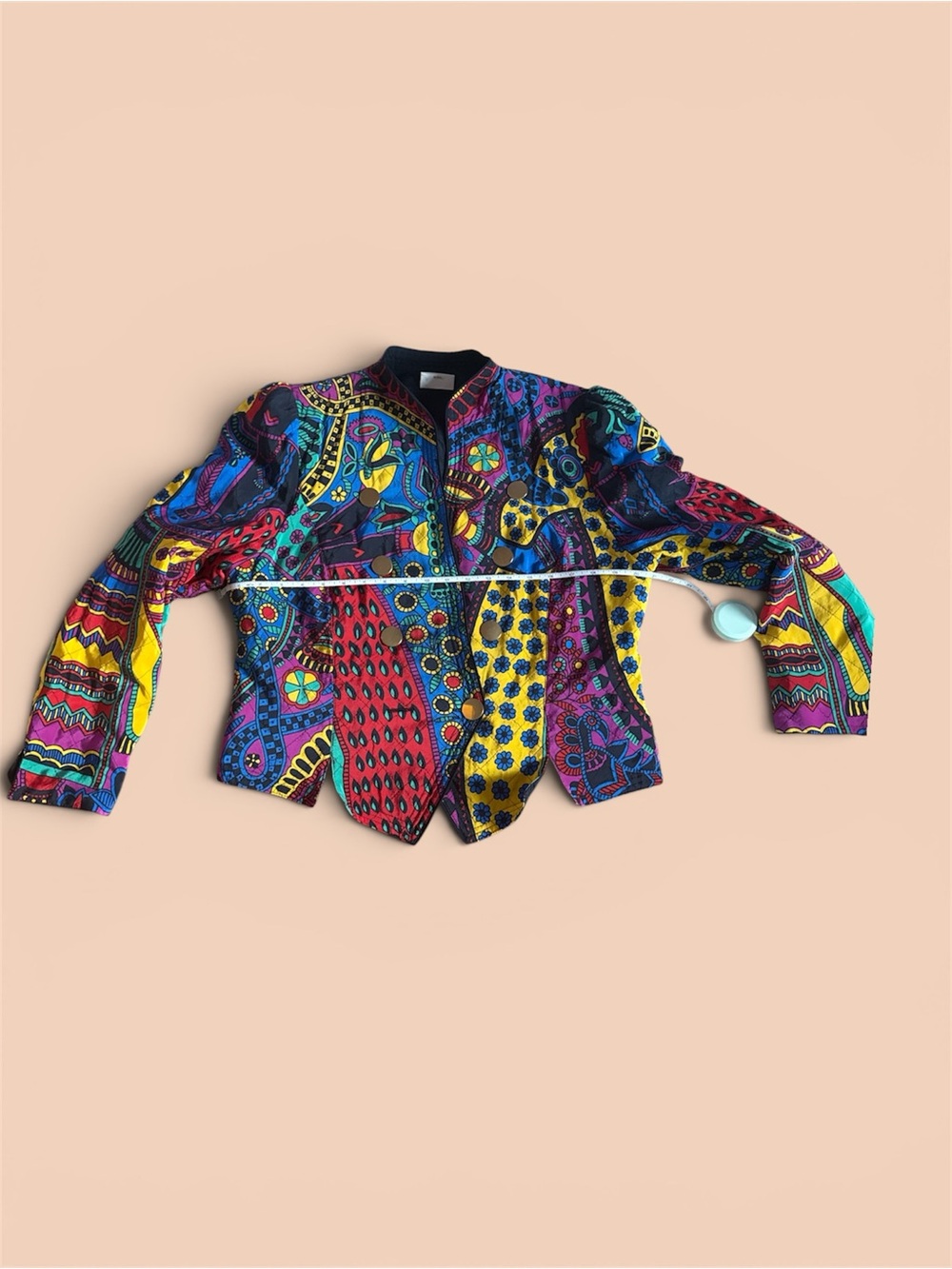 Vintage Vibrant Multicolor Abstract Print Jacket